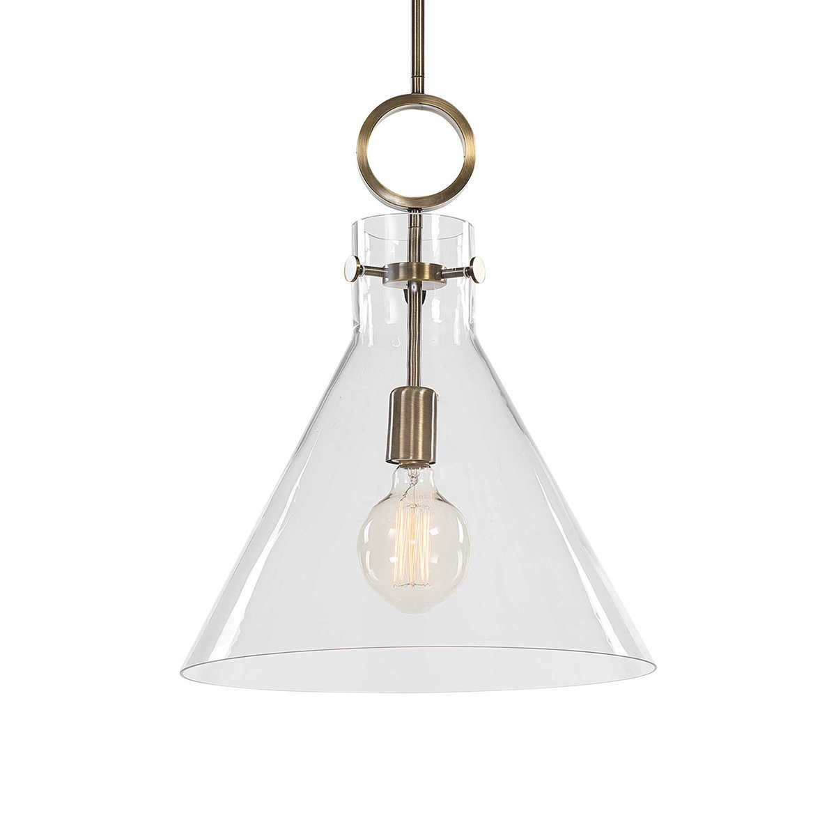 Imbuto Funnel Glass 1 Light Pendant, Ceiling Light by Uttermost, 14.5" width x 19" height x 14.12" diameter x 14.12" depth View 5