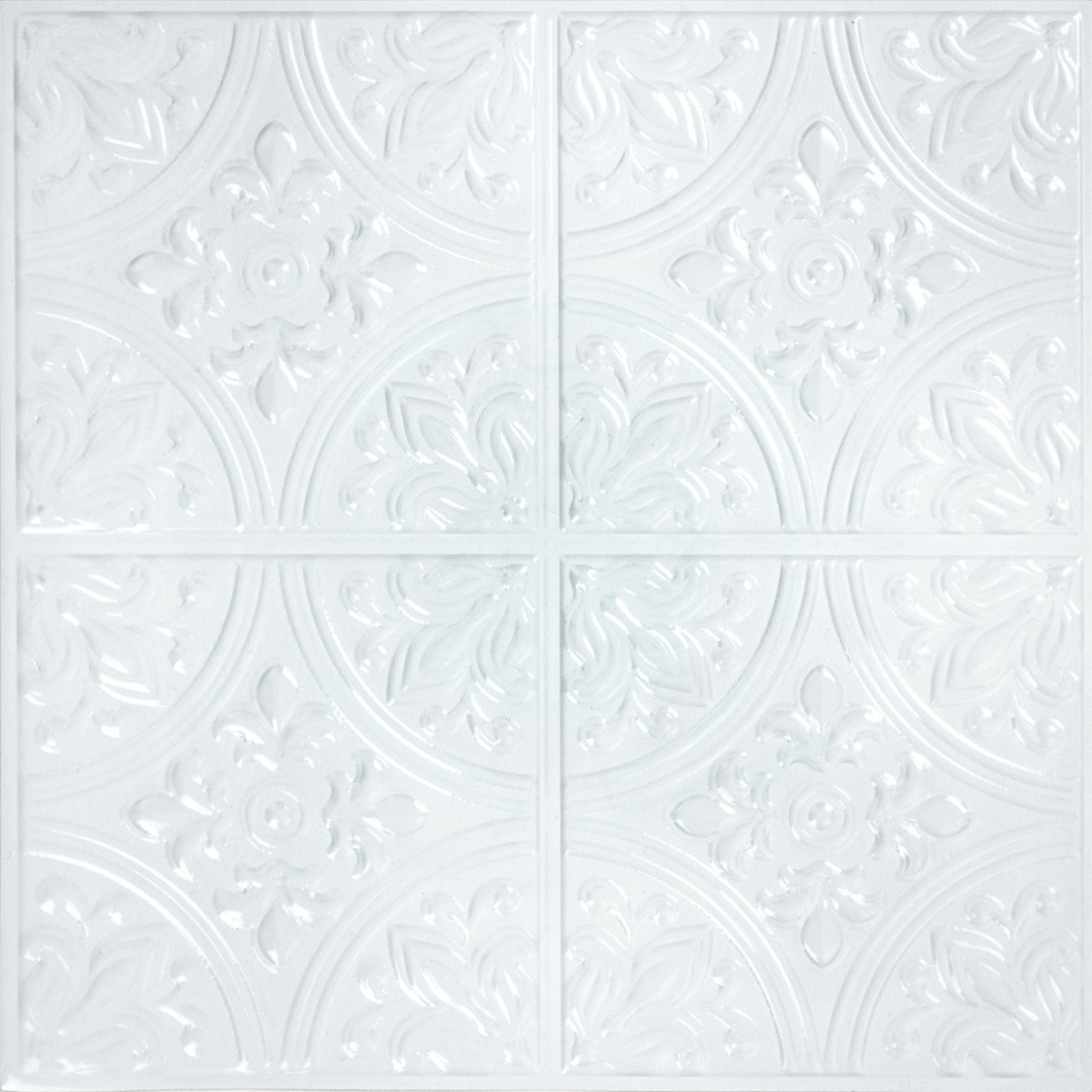 Bright White Tin Tile Peel & Stick Backsplash, by York Wall, 10.8" length x 10.5" width x 0.02" depth