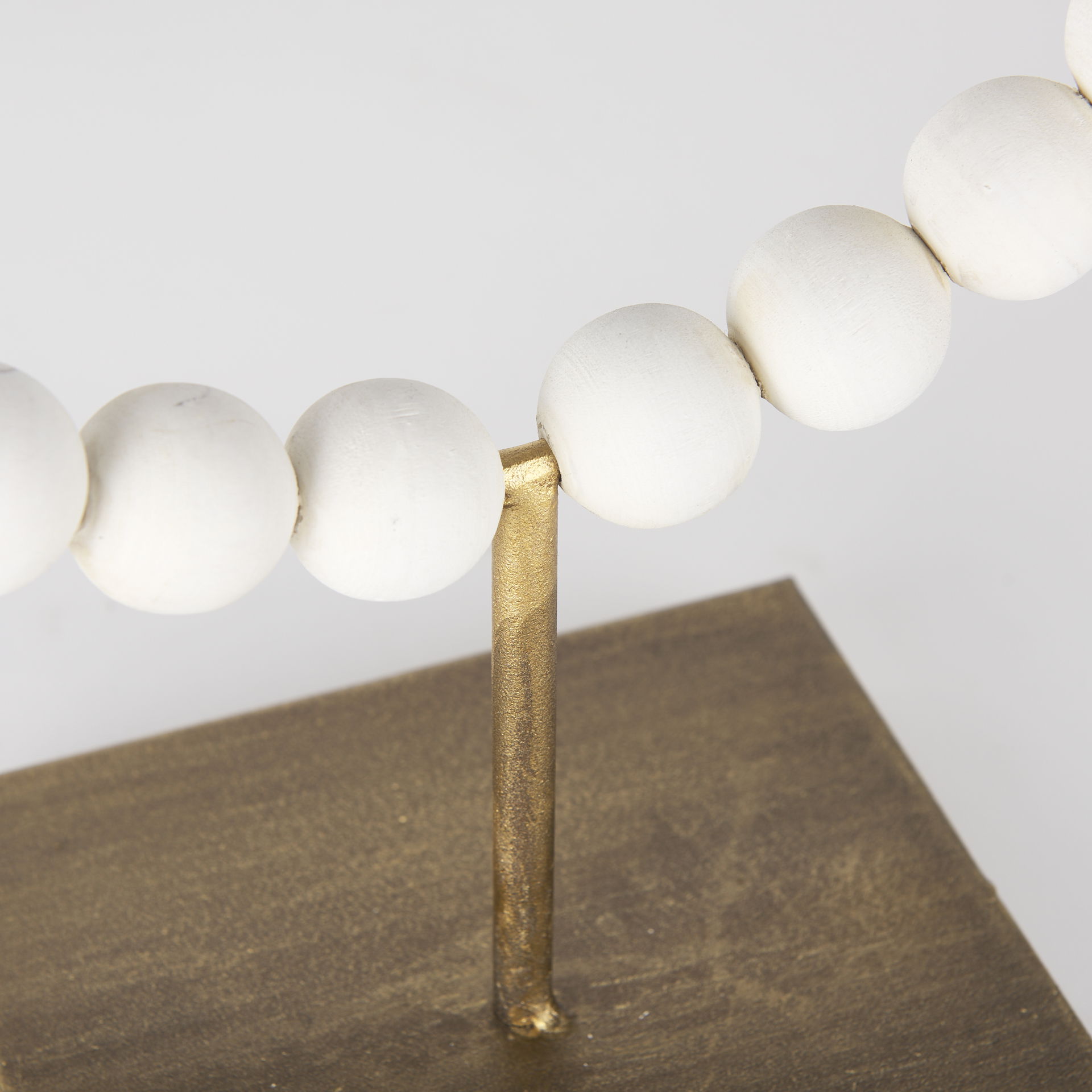 Pontchartrain II (Large) 11L x 6W White Beaded Broken Sphere Decorative Object with Gold Base, by Mercana, 11.42" length x 6.02" width x 15.55" height View 7