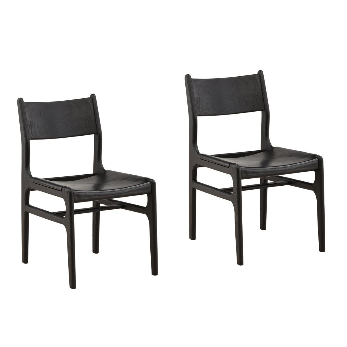 Leander Dining Chair Set of 2 Black, by Dovetail, 19.5" width x 34.52" height x 25.19" depth View 1
