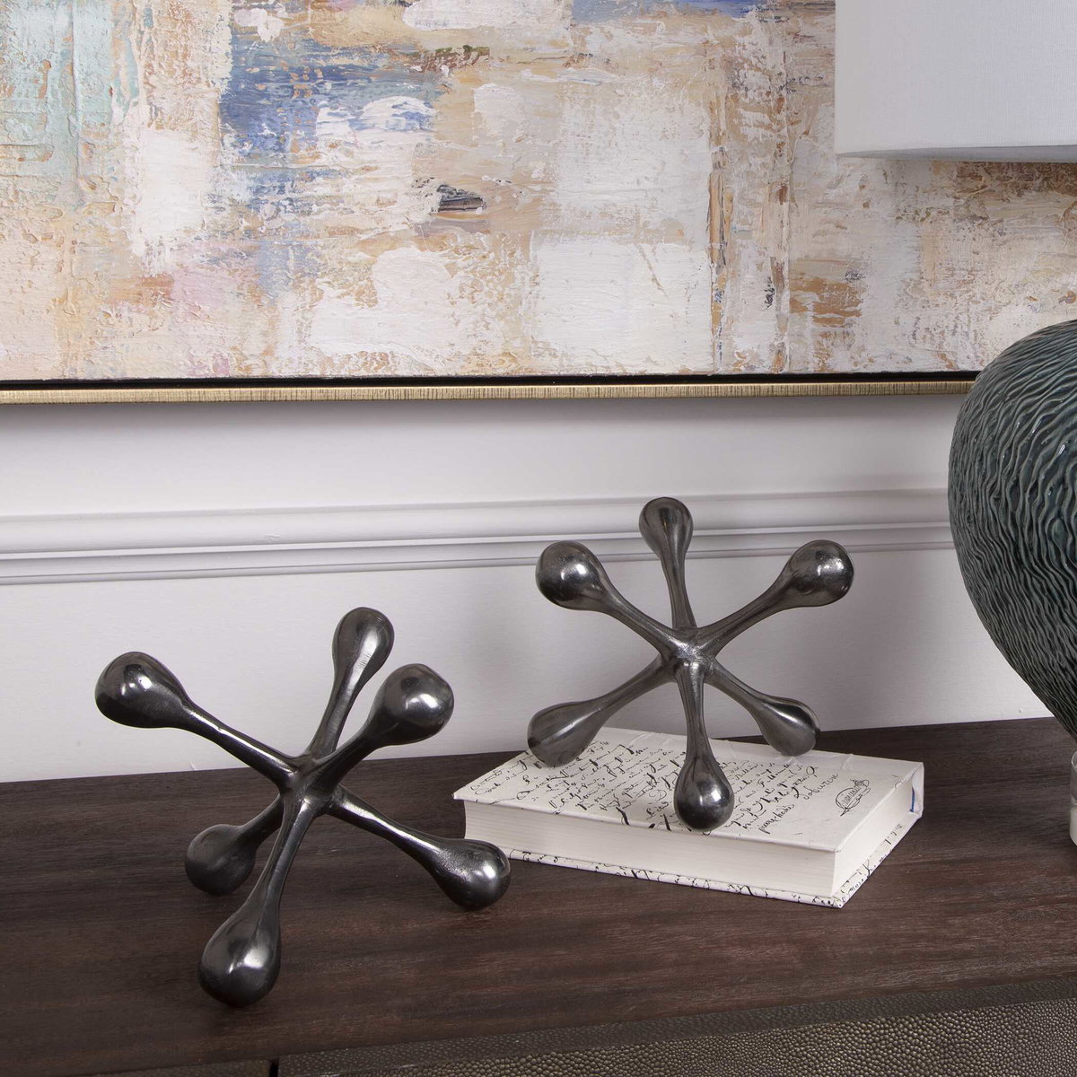 Harlan Black Nickel Objects Set/2, Figurines & Statue by Uttermost, 6.5" width x 5.5" height x 6.5" depth View 3