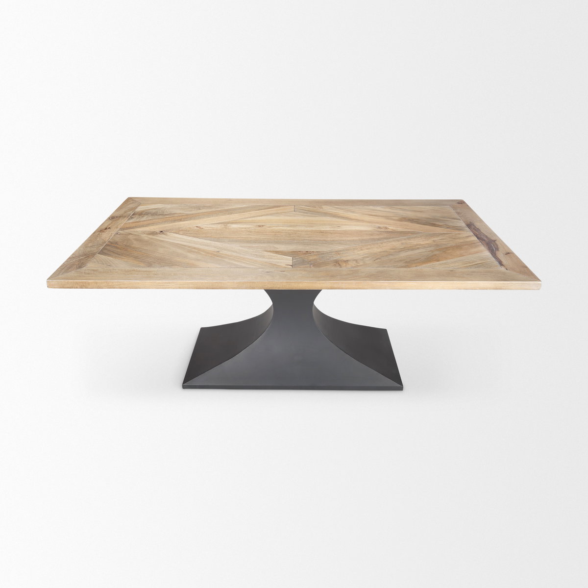 Maxton 79'L x 39'W Rectangular Pedestal Dining Table | Light Brown Wood & Gunmetal Metal | Seats 6, by Mercana, 79" length x 39" width x 30" height View 8