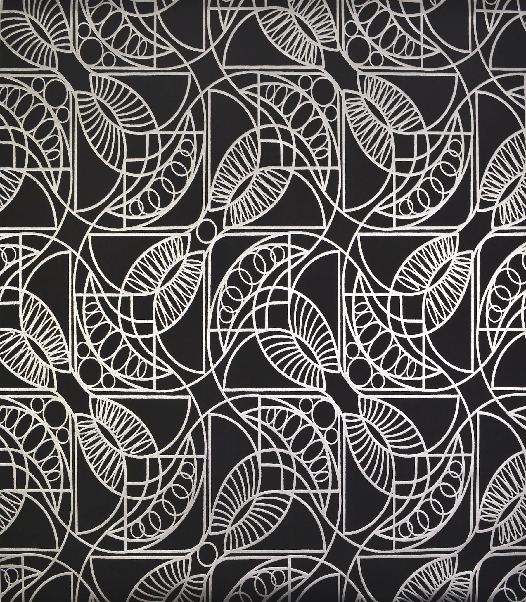 Cartouche Black & Silver Wallpaper, by York Wall, 32'9.6" length x 1'8.8" width x 0.02" depth View 1