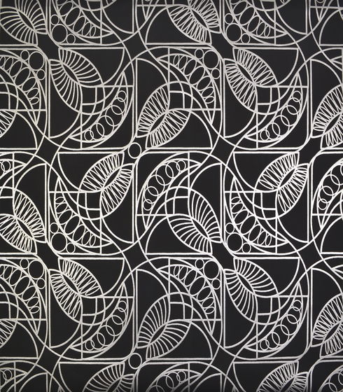 Cartouche Black & Silver Wallpaper