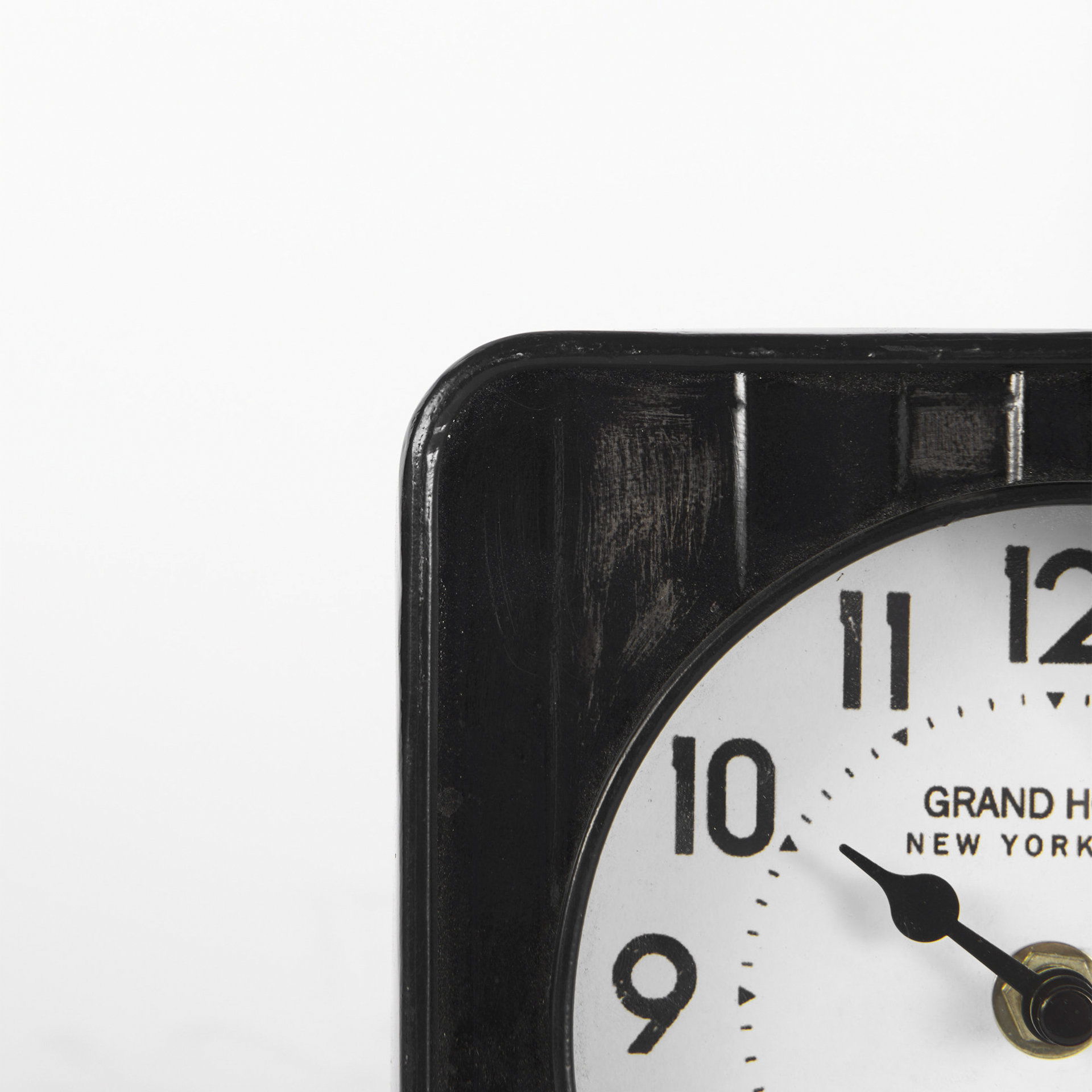 Karl  Rustic Black Iron Rounded Square Table Clock, by Mercana, 6" length x 3" width x 6.75" height View 8