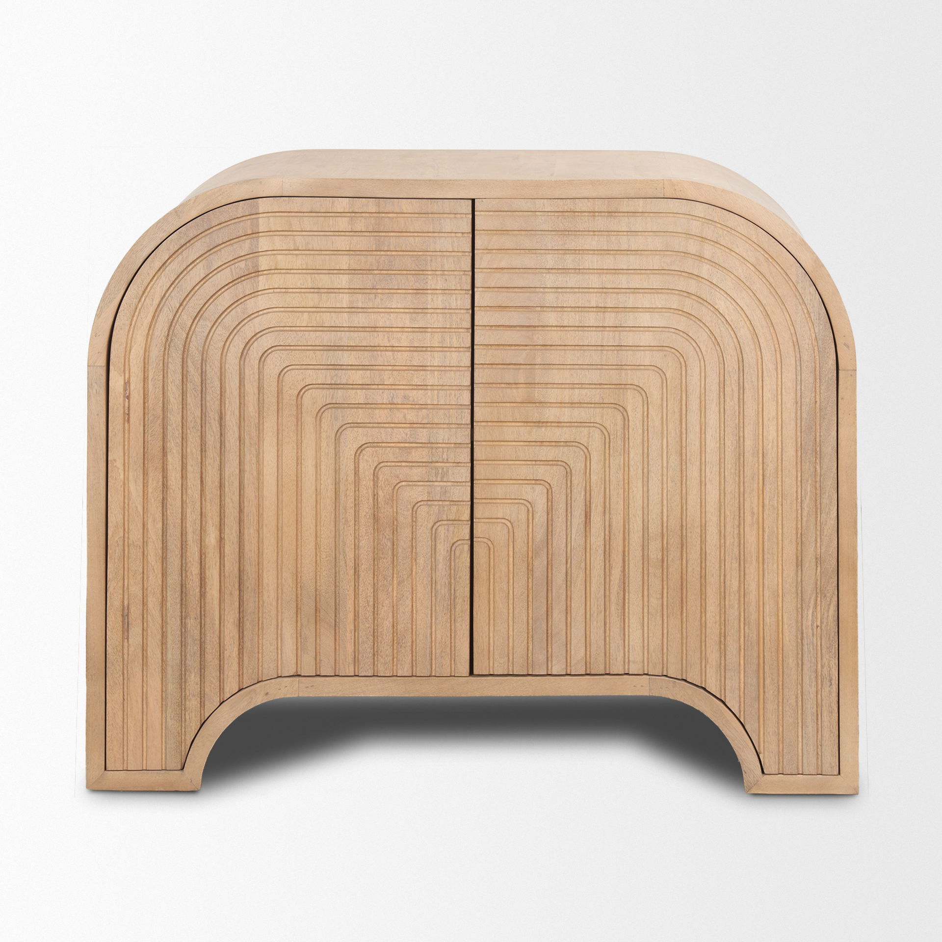 Sorina Reverse Fluted Light Brown Wood Accent Cabinet, Cabinets & Chest by Mercana, 40" length x 16" width x 32" height View 4