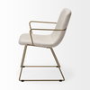 Sawyer Solid Back Dining Arm Chair | Beige Fabric with Gold Metal, Dining Chair by Mercana, 22.44" length x 24.8" width x 34.65" height thumbnail 6