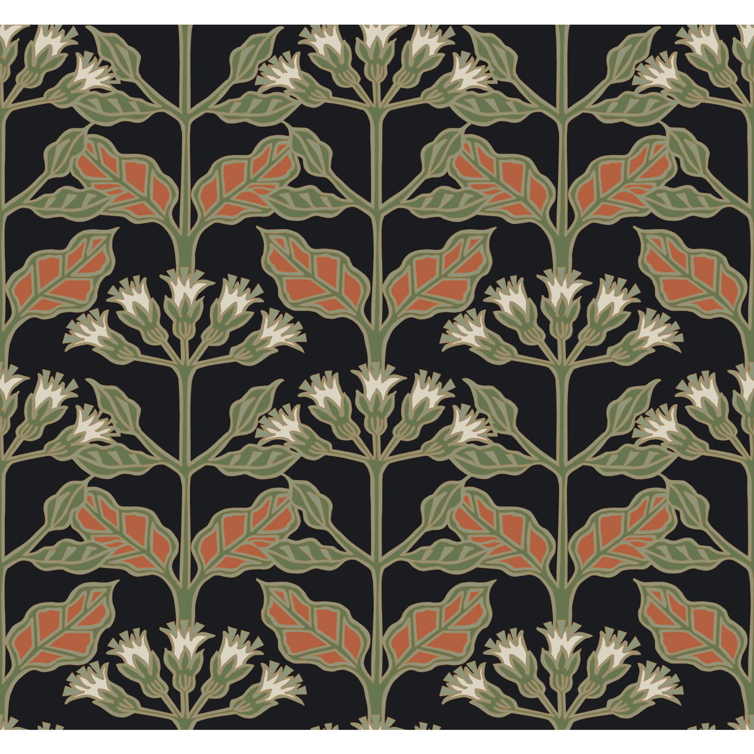 Tracery Blooms Black Metallic Wallpaper large image 