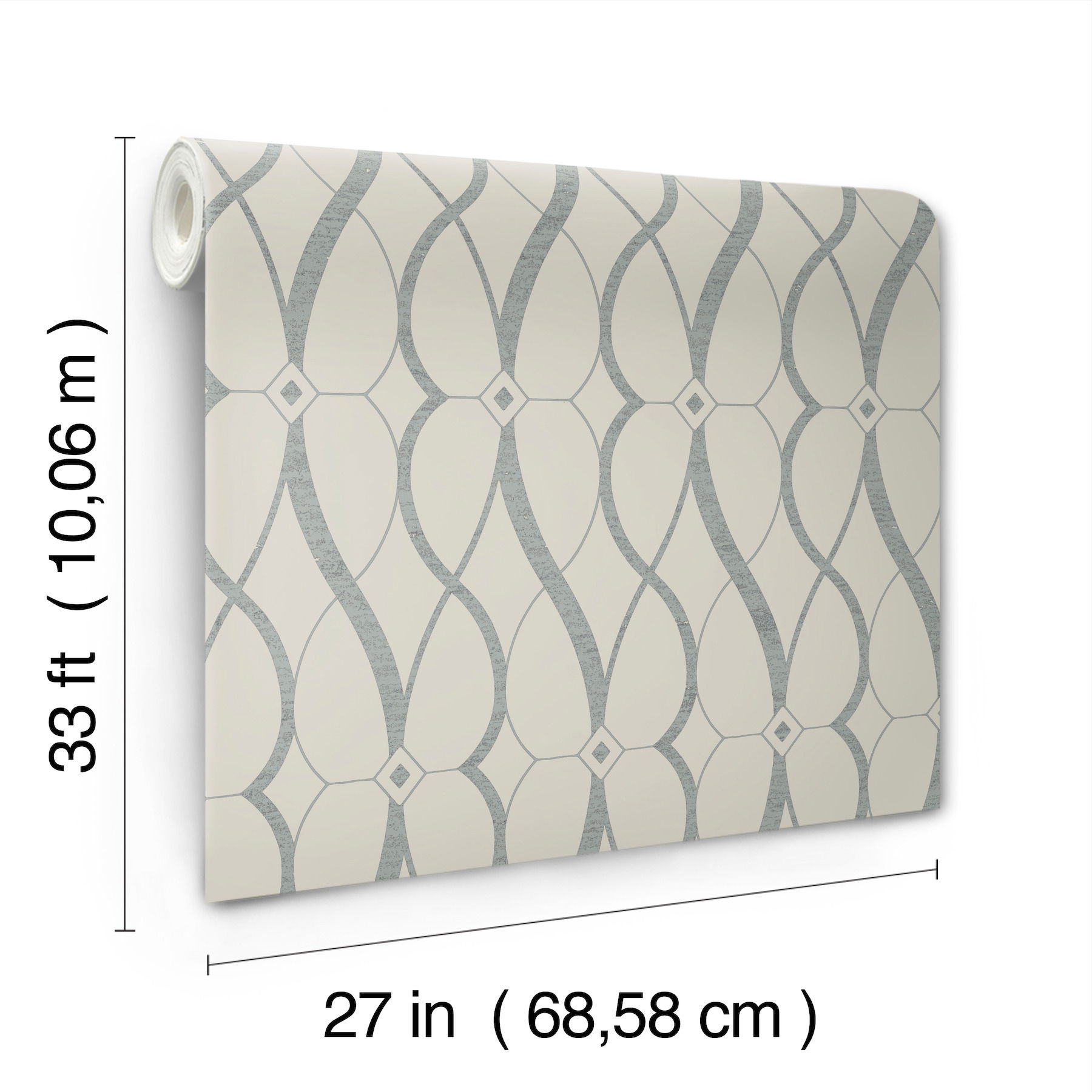 Graceful Geo Beige & Silver Wallpaper large image 