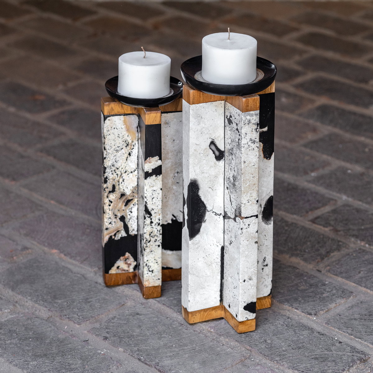 Illini Stone Candleholders Set/2, Candles & Candle Holder by Uttermost, 5.7" width x 15.5" height x 5.7" depth View 5