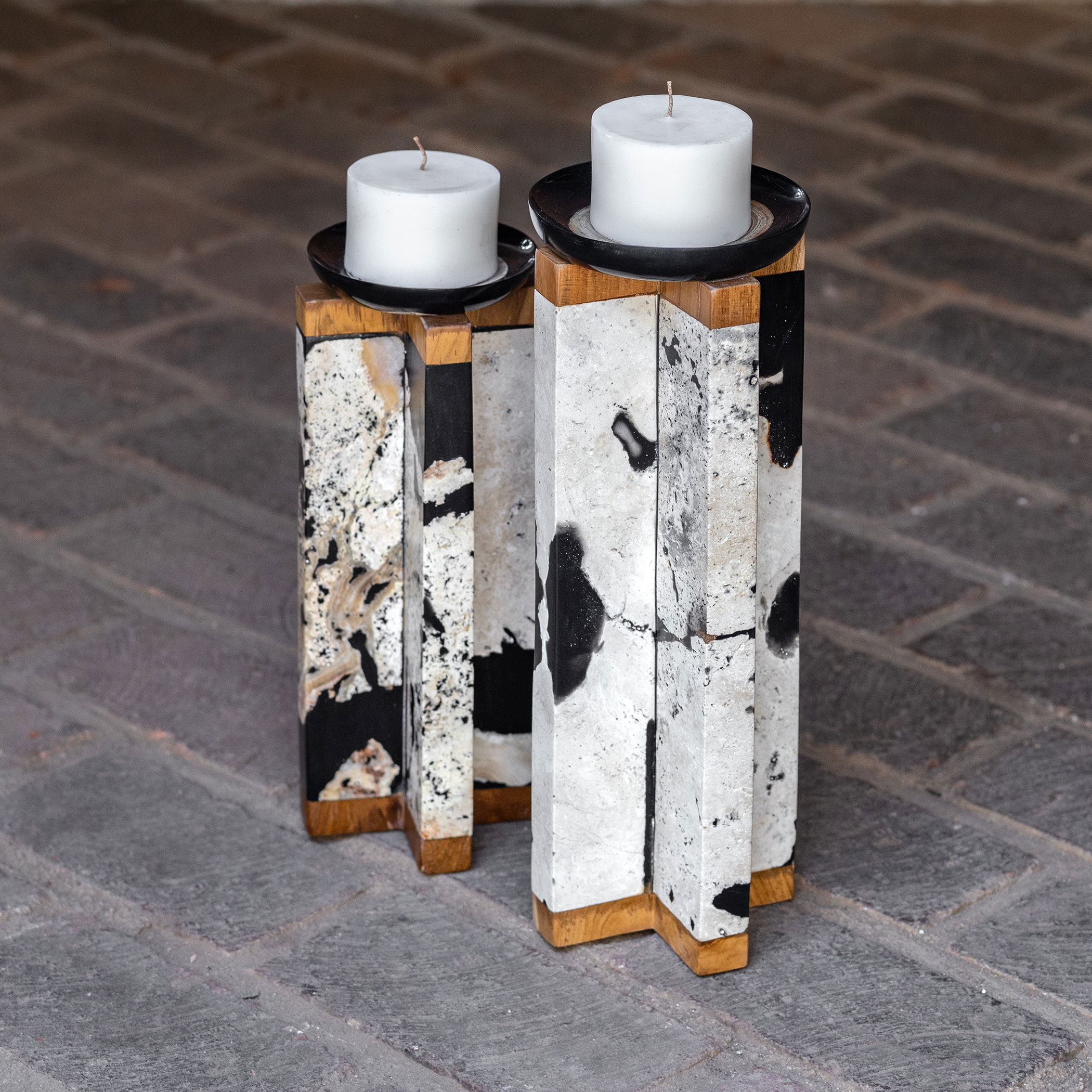 Illini Stone Candleholders Set/2 large image 