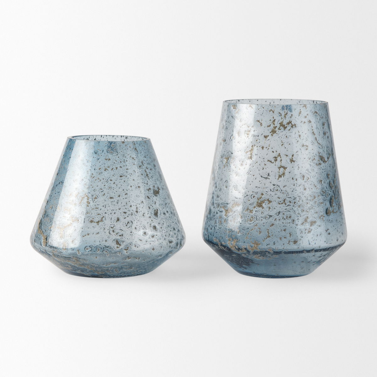 Robyn Tall Blue Glass Vase, by Mercana, 7.28" length x 7.28" width x 8.98" height View 10