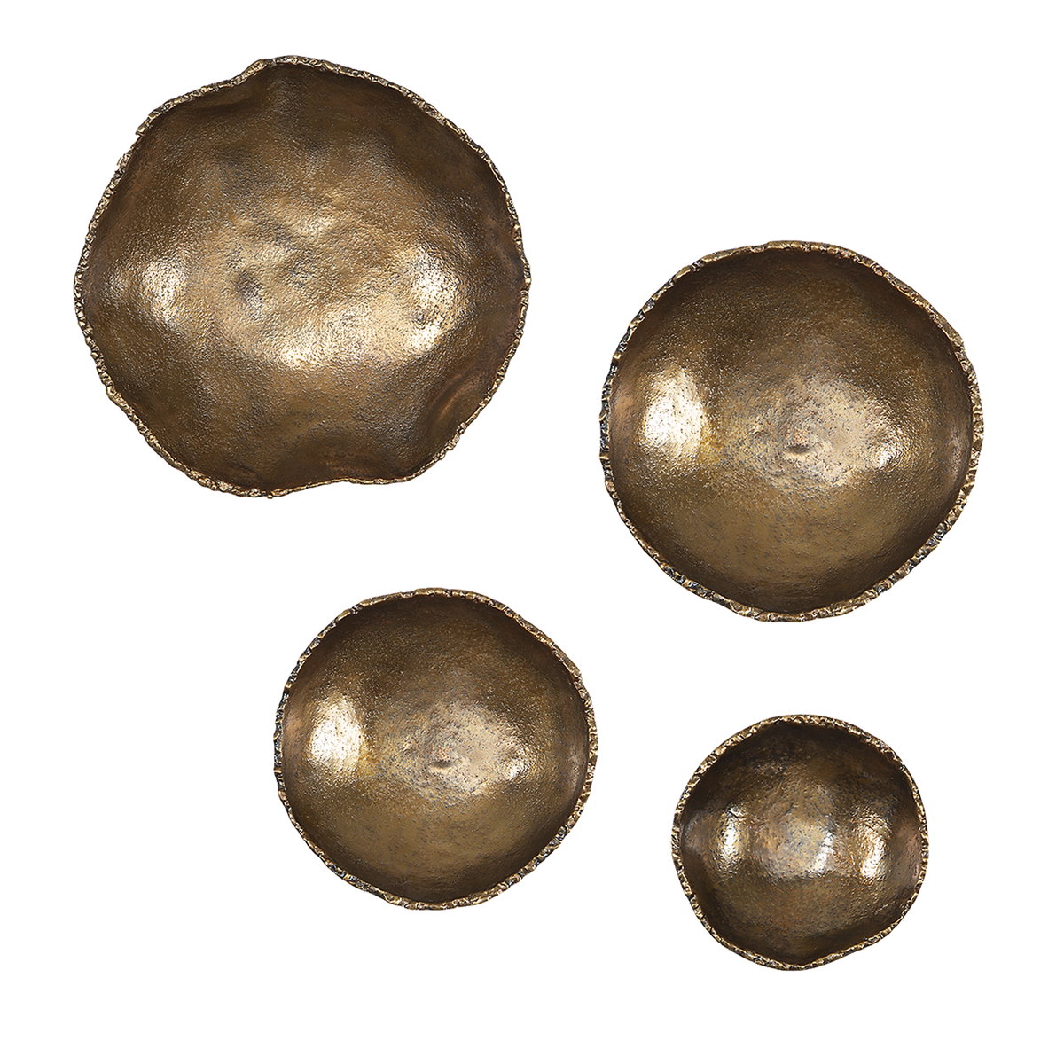 Lucky Coins Brass Wall Bowls Set/4, Sculptural Wall Art by Uttermost, 11" width x 11" height x 2.5" depth View 1
