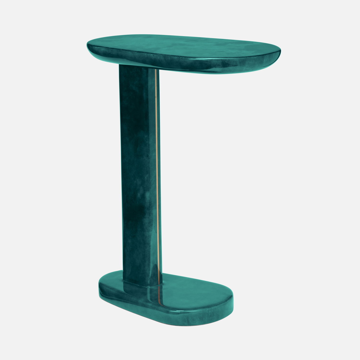 ADAM, Accent Table, Teal Gloss/Brass, 18'Lx10'Wx24'H, Vellum Leather/Metal. large image 