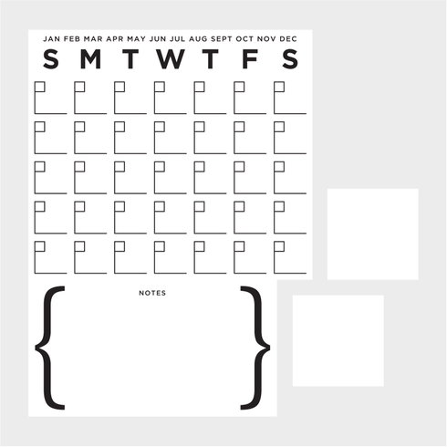 Dry Erase Calendar Peel & Stick Giant Wall Decal Set