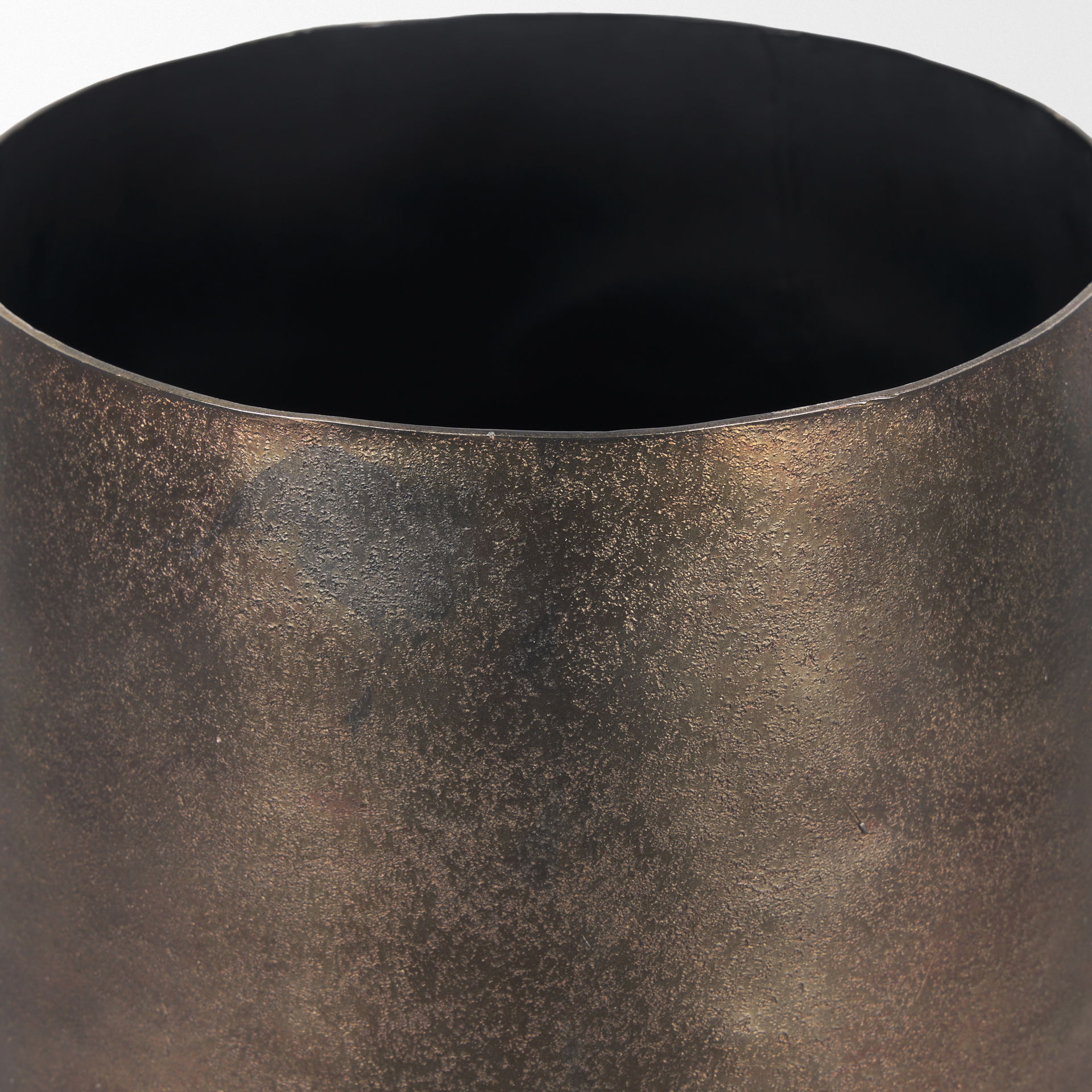 Quade Large Textured Gold Metal Planter, Vase by Mercana, 9" length x 9" width x 9" height View 8