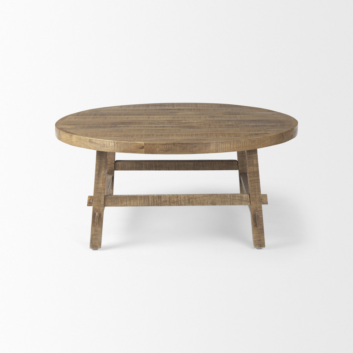 Rosie   Round Medium Brown Wood Coffee Table, by Mercana, 36" length x 36" width x 16" height View 5