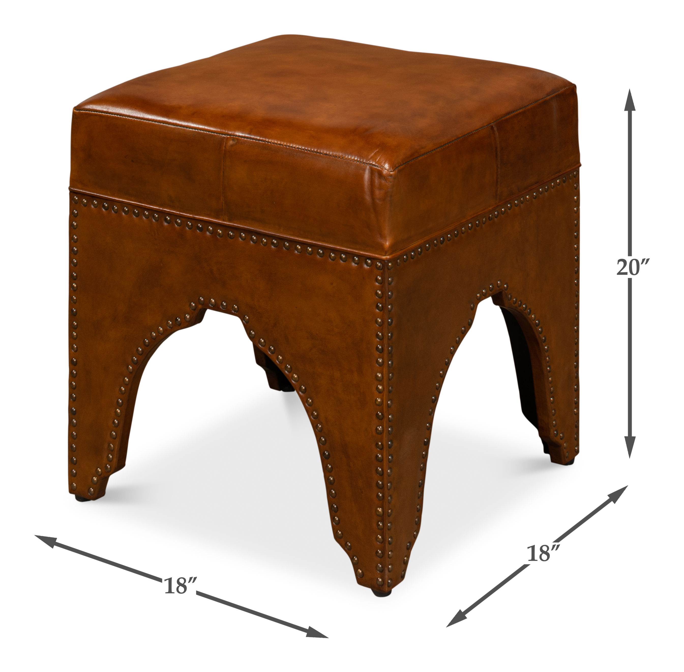 Giuseppe Footstool, Light Brown, Seating by Sarreid, 18" length x 18" width x 20" height View 12