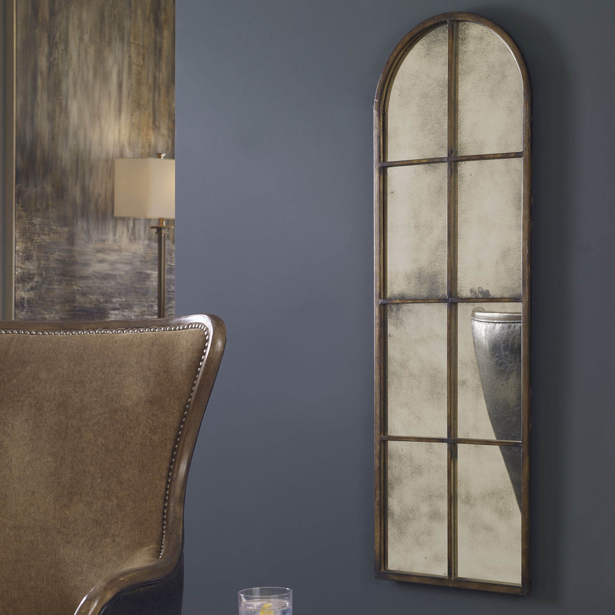 Amiel Arched Brown Mirror large image 