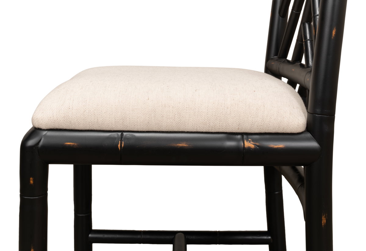 Brighton Bamboo Side Chair Black, by Sarreid, 1'10" length x 1'5" width x 3'3" height View 7