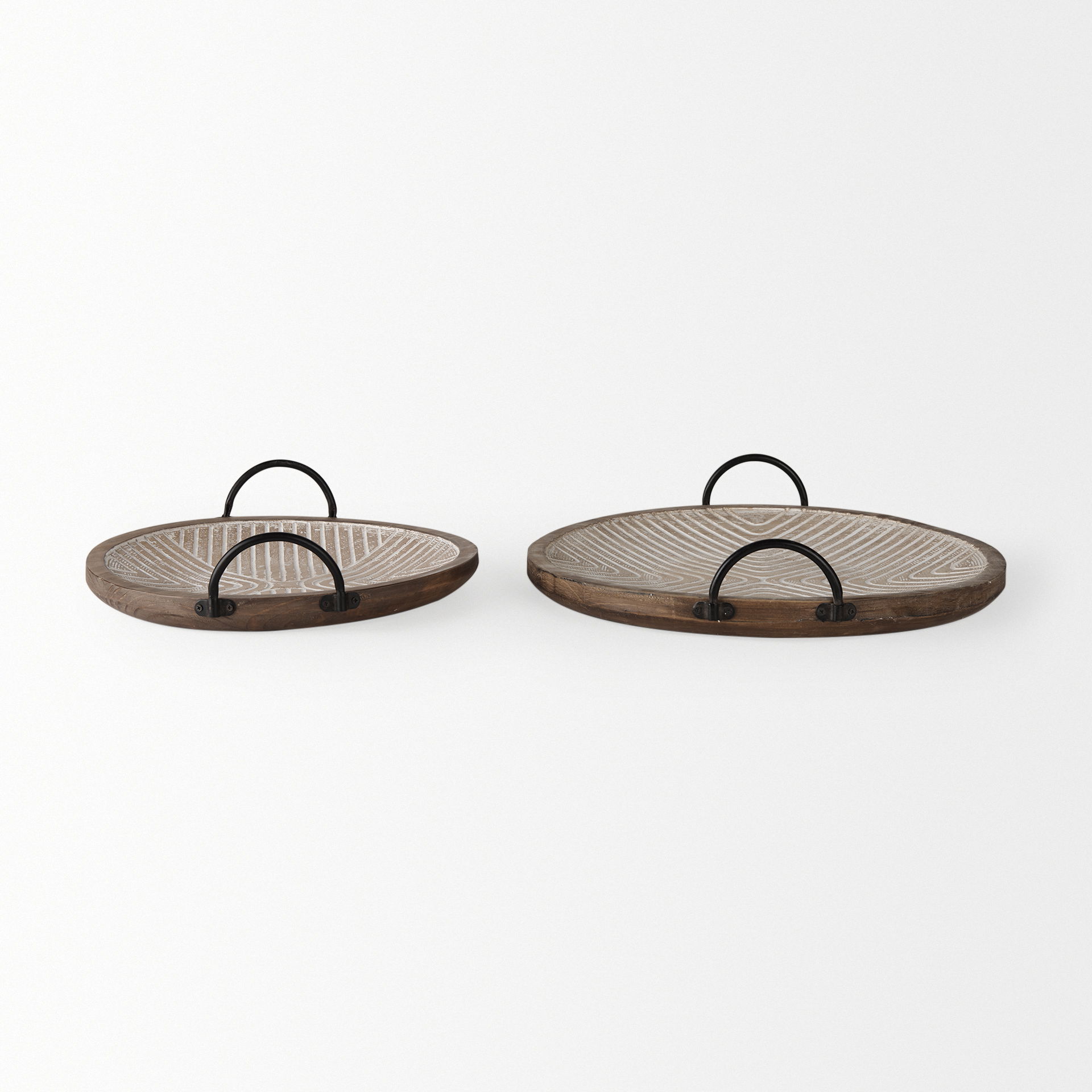 Jamila  Set of 2 Brown Wooden Tray large image 
