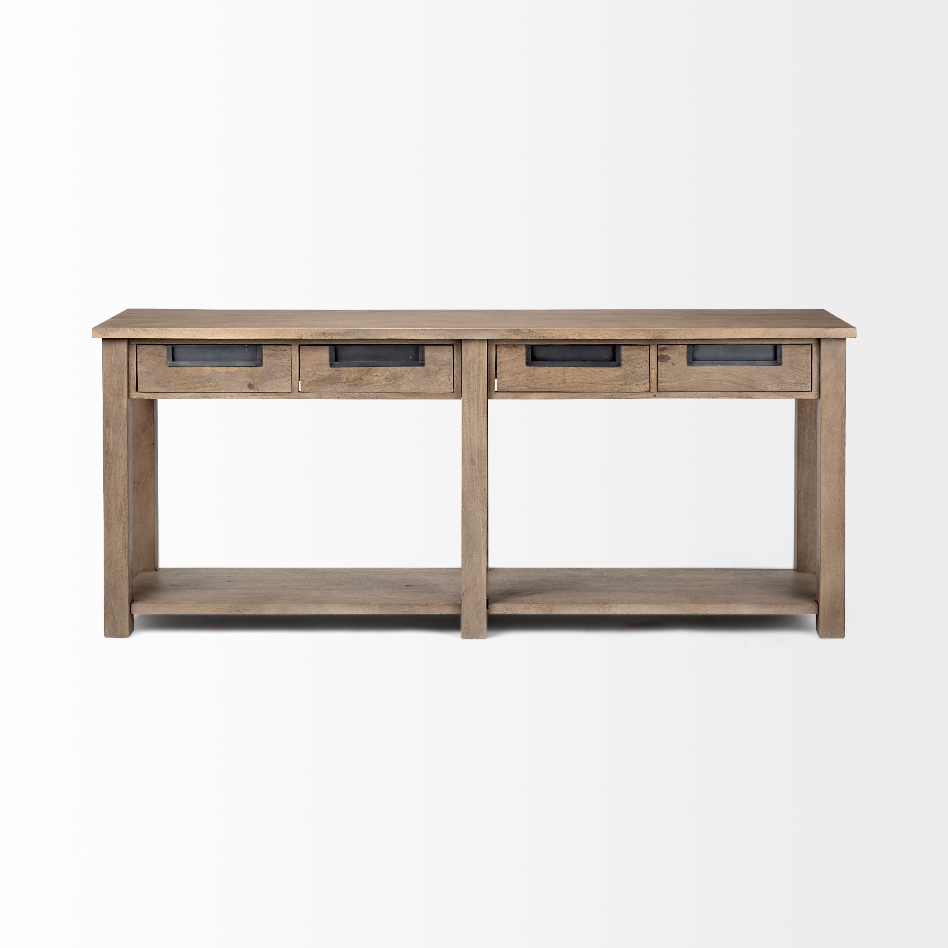 Harrelson III 72L x 18W Brown Wood 4 Drawer Console Table large image 