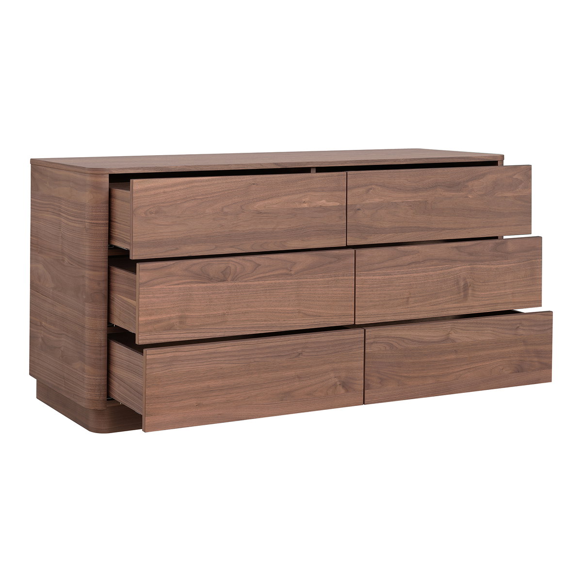 Round Off Dresser Walnut Brown, by Moe's Home, 60" width x 30" height x 19" depth View 3