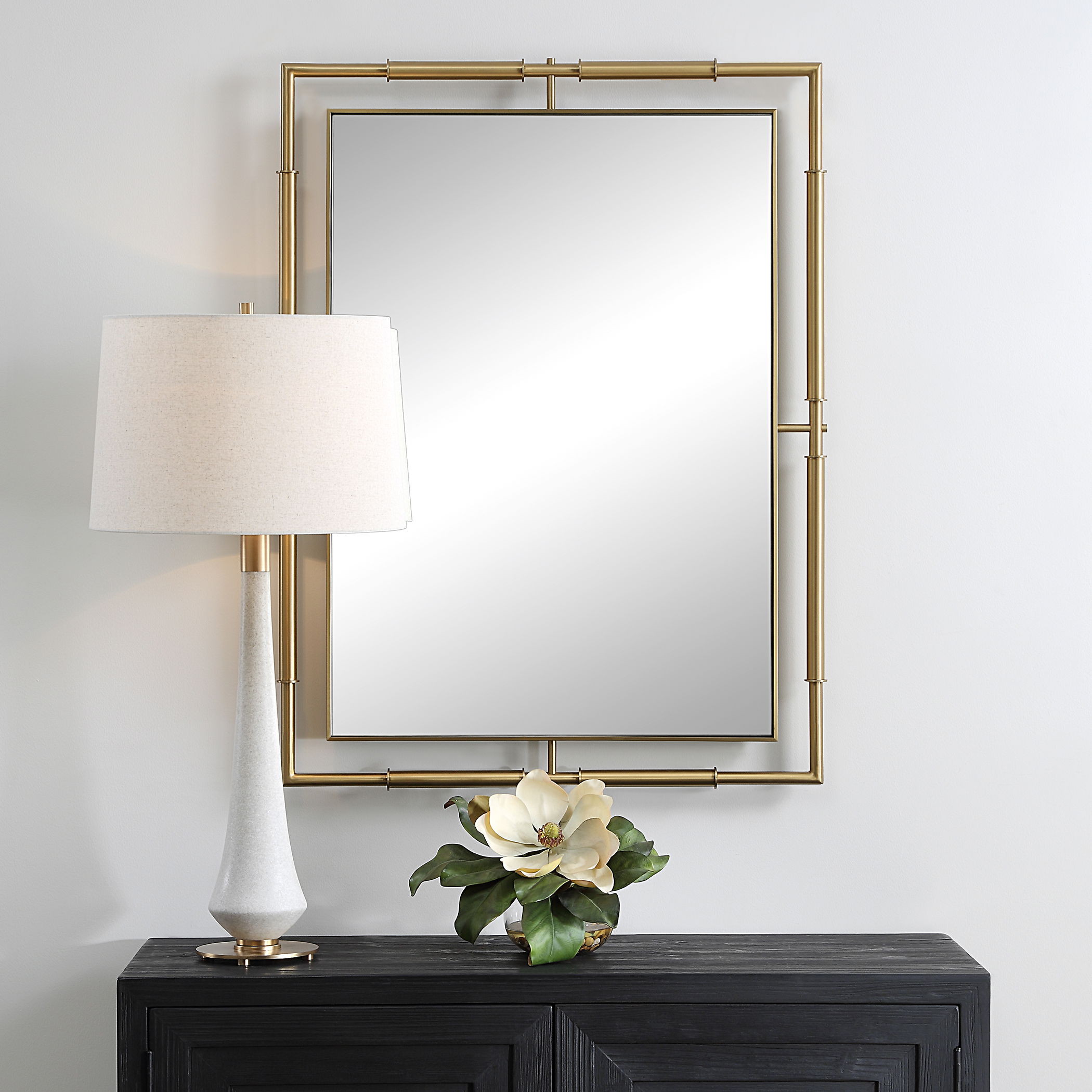 It's All Connected Rectangle Brass Mirror, by Uttermost, 30" width x 40" height x 1" depth View 2