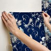 Parrots with Floral Bouquets Navy Peel & Stick Wallpaper thumbnail 3