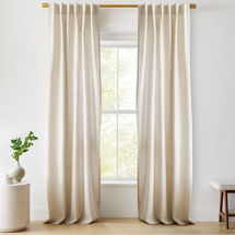 Online Designer Bedroom Open Box: European Flax Linen Curtain with Blackout Lining, Natural, 48"x108"