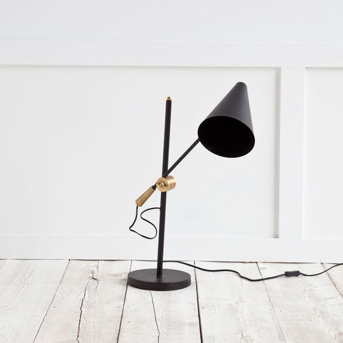 Fragon II(26"H) Black/Gold Metal Adjustable Cone Shade Table Lamp