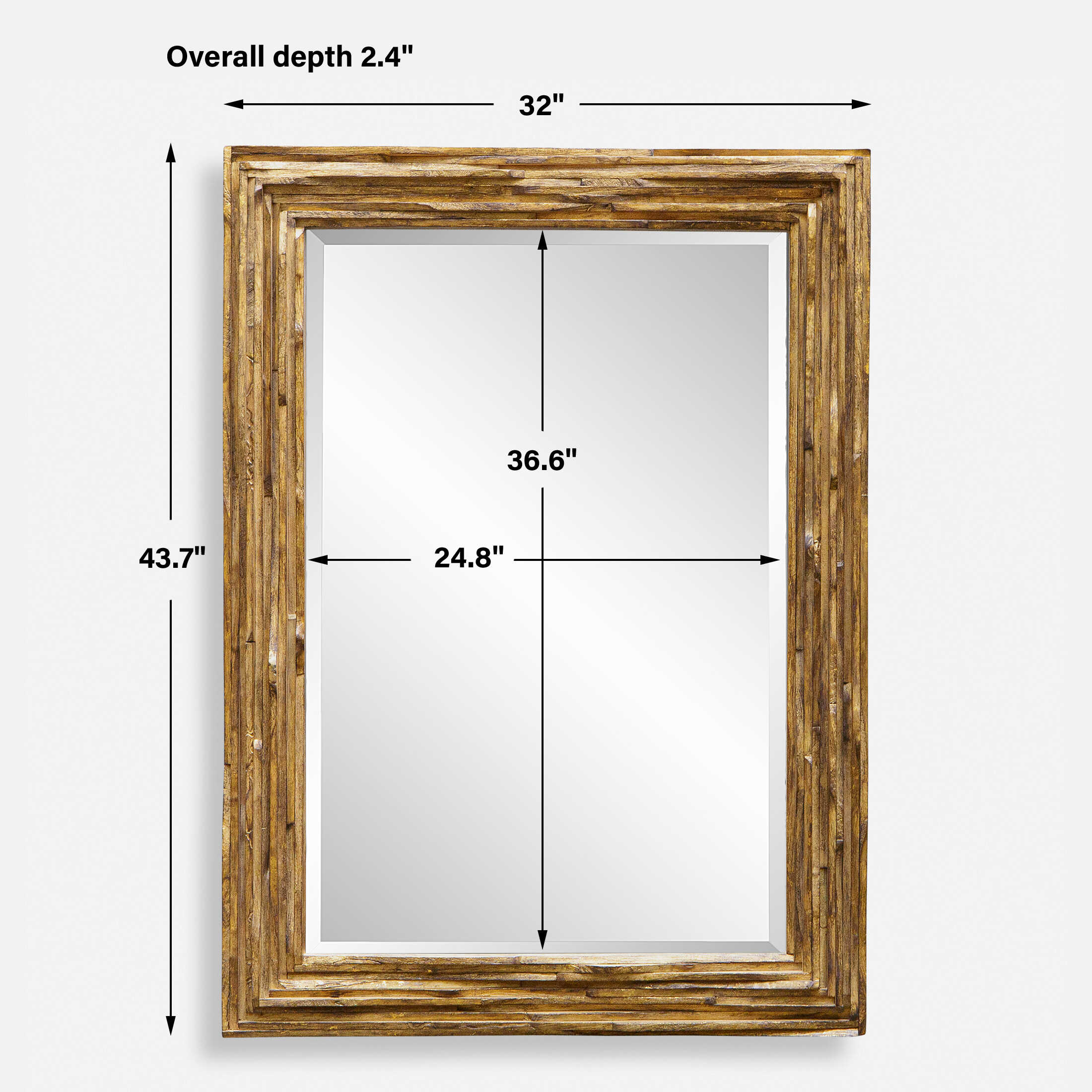 Overlap Teak Wood Mirror large image 