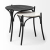 Etienne VII 24' Set of Two Round Top Black Wood and Marble Top Nesting Table, Side & End Table by Mercana, 23" length x 23" width x 24.25" height thumbnail 6