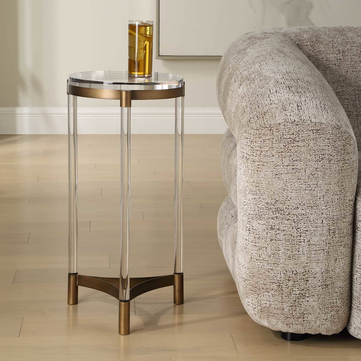 Pereira Round Acrylic Accent Table, Side & End Table by Uttermost, 13.12" width x 24.87" height x 13.12" depth View 3
