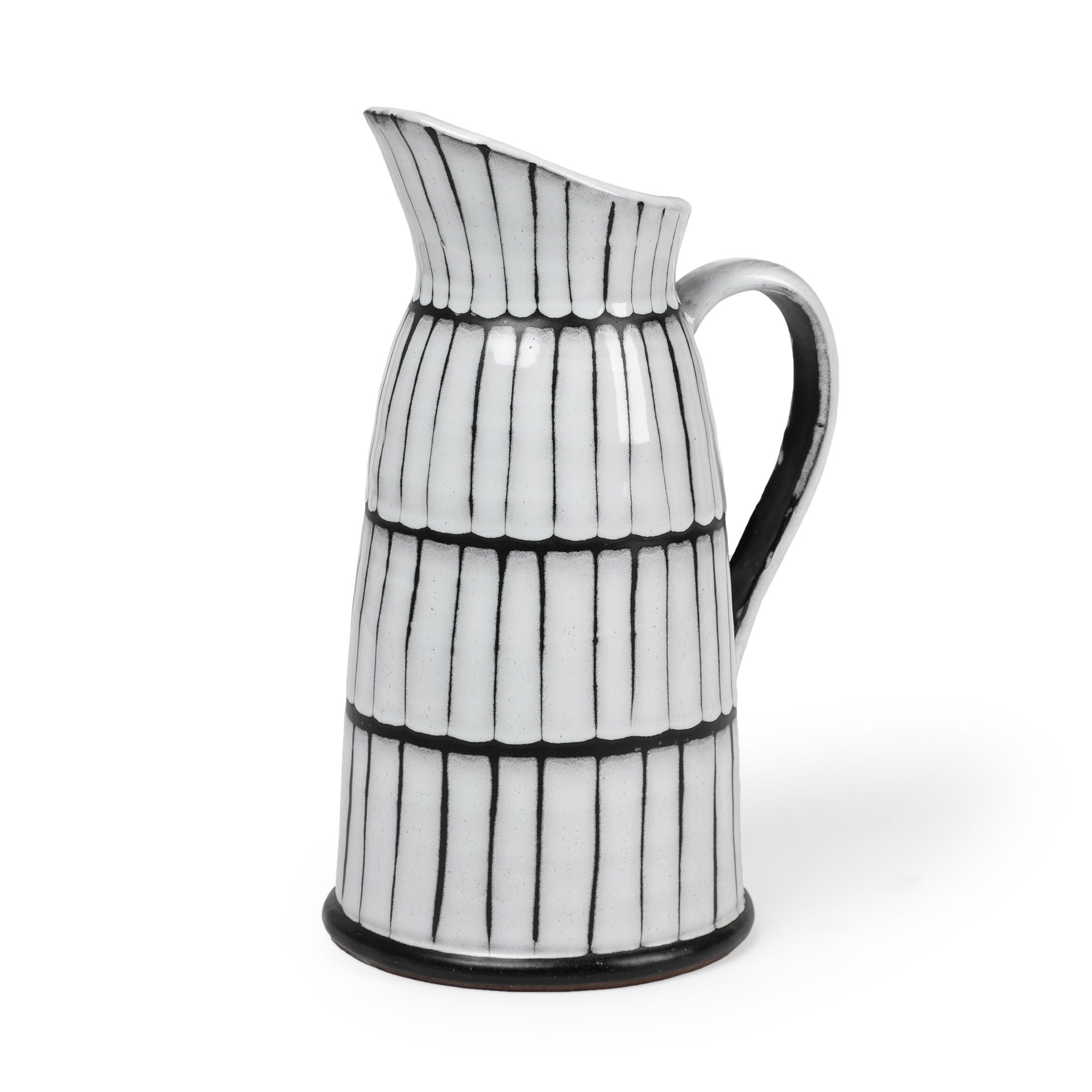 Lome Large White/Black Patterned Ceramic Water Pitcher, Decorative Jar by Mercana, 9.1" length x 6.9" width x 13.4" height View 1