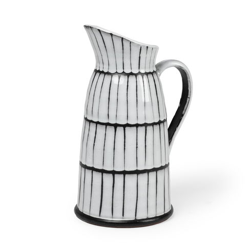 Lome Large White/Black Patterned Ceramic Water Pitcher