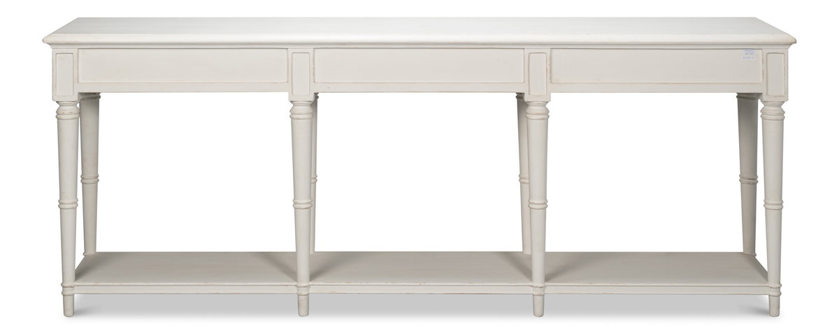 Chantal Console Table Antique White, by Sarreid, 1'6" length x 7'9" width x 3' height View 3