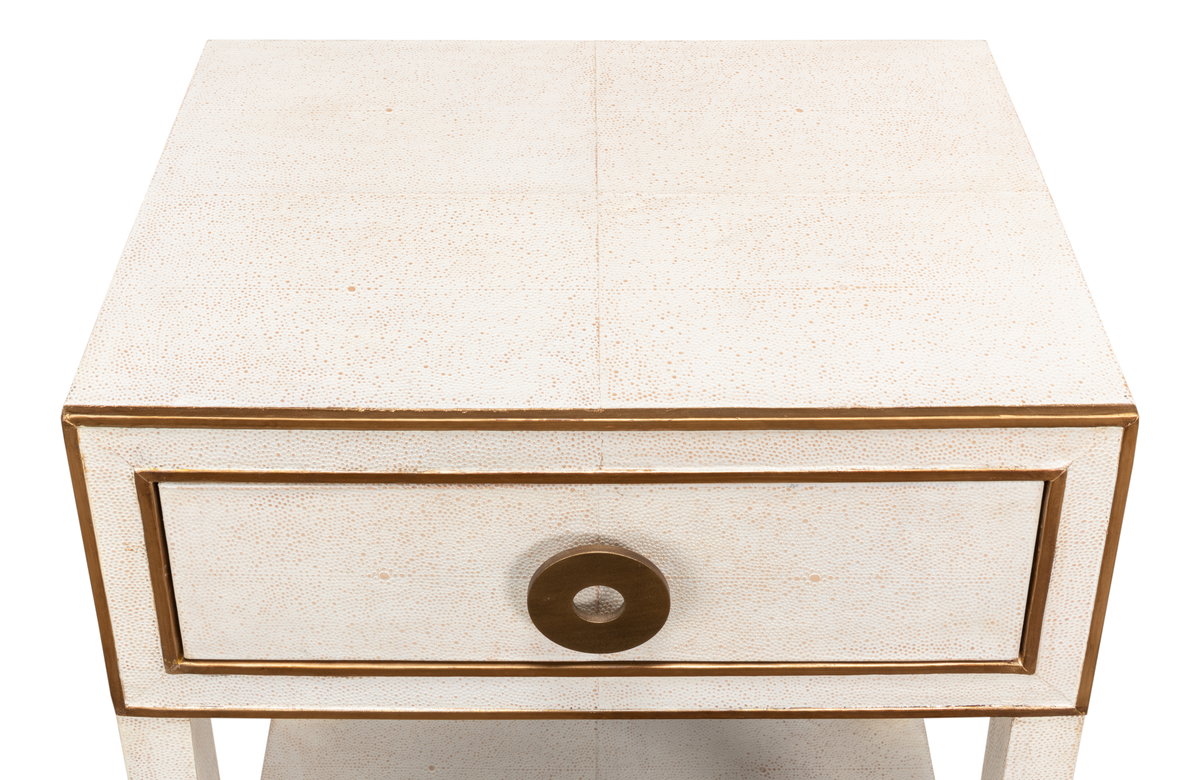 Gabriella Shagreen Nightstand Osprey Wht, by Sarreid, 1'2" length x 1'8" width x 2'7" height View 11