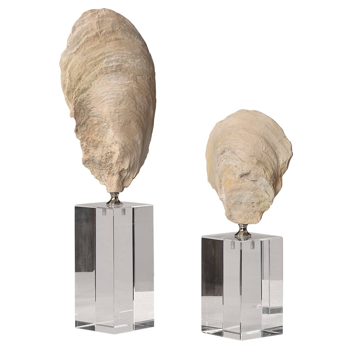 Oyster Shell Sculptures Set/2, Figurines & Statue by Uttermost, 5.25" width x 15.25" height x 3.12" depth View 3
