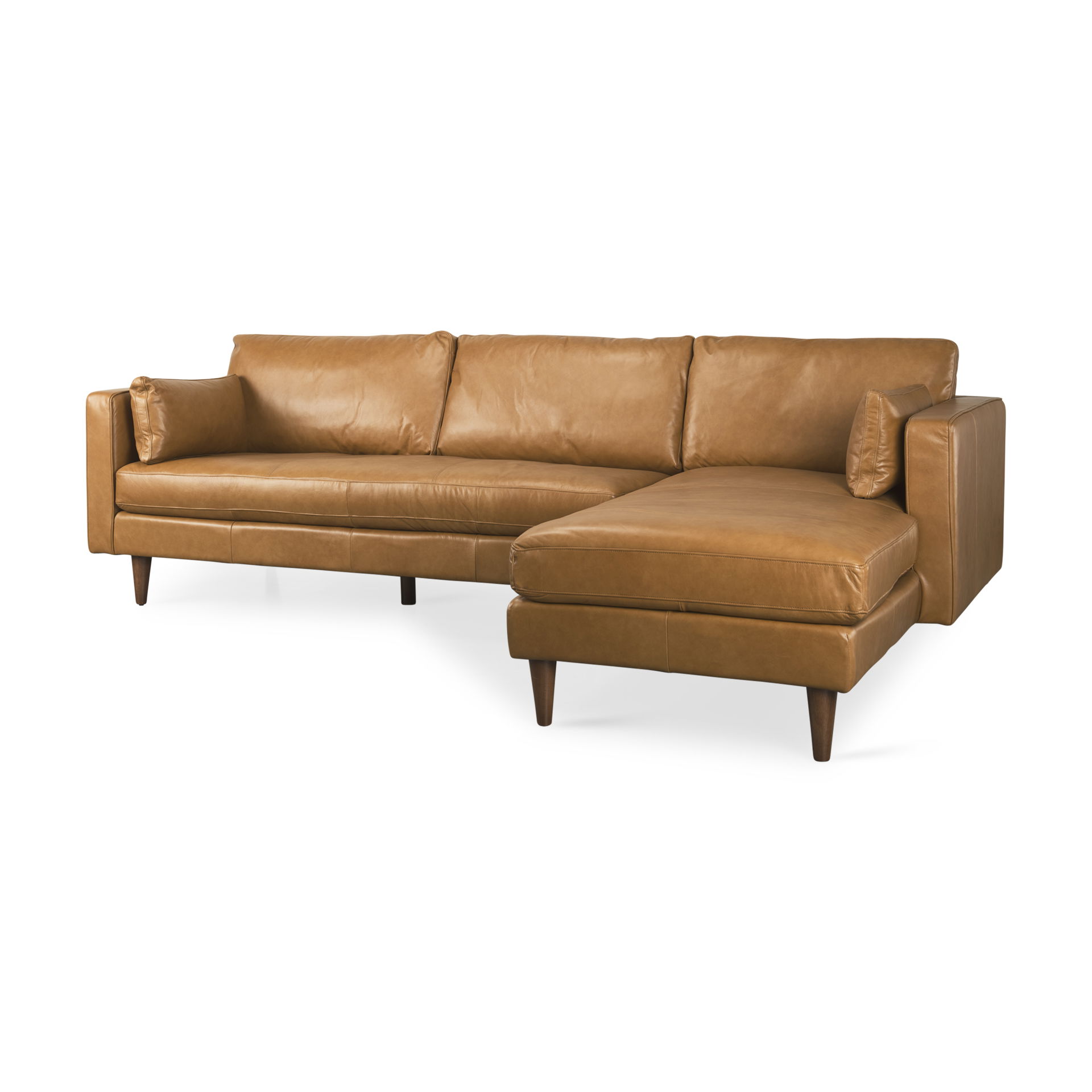 Elton 111.4L x 68.1W x 34.3H Tan Leather Right Chaise Sectional, Sectional Sofa by Mercana, 68.11" length x 34.25" width x 111.42" height View 1