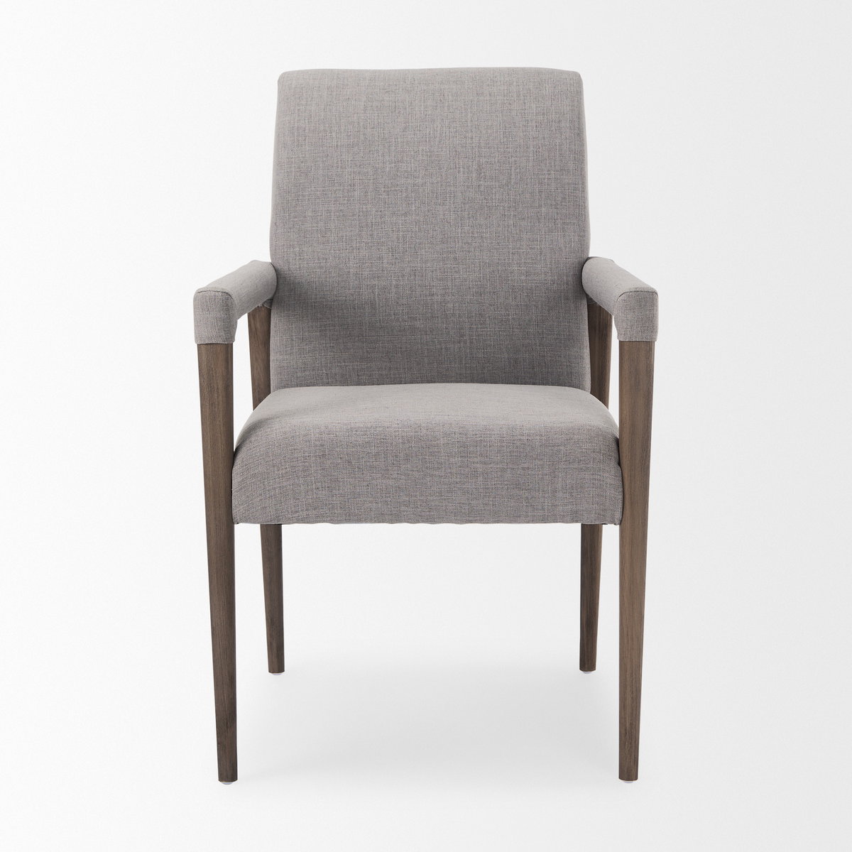 Palisades Curved Back Dining Side Chair | Grey Fabric with Brown Wood, Dining Chair by Mercana, 23.75" length x 28" width x 36" height View 6