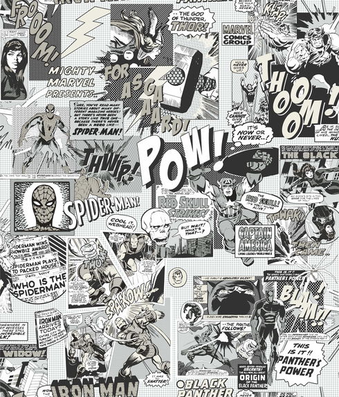 Marvel Comics Pow! Black & White Wallpaper