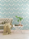 Tapestry Damask Teal Wallpaper, by York Wall, 27' length x 2'3" width x 0.02" depth thumbnail 3