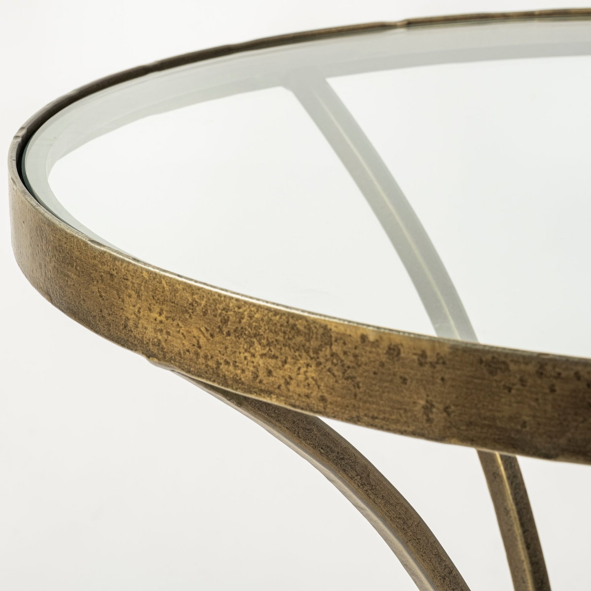 Jacinta II 21' Round Glass Top Metal and Marble Pedestal End/Side Table, Side & End Table by Mercana, 21" length x 21" width x 24" height View 6