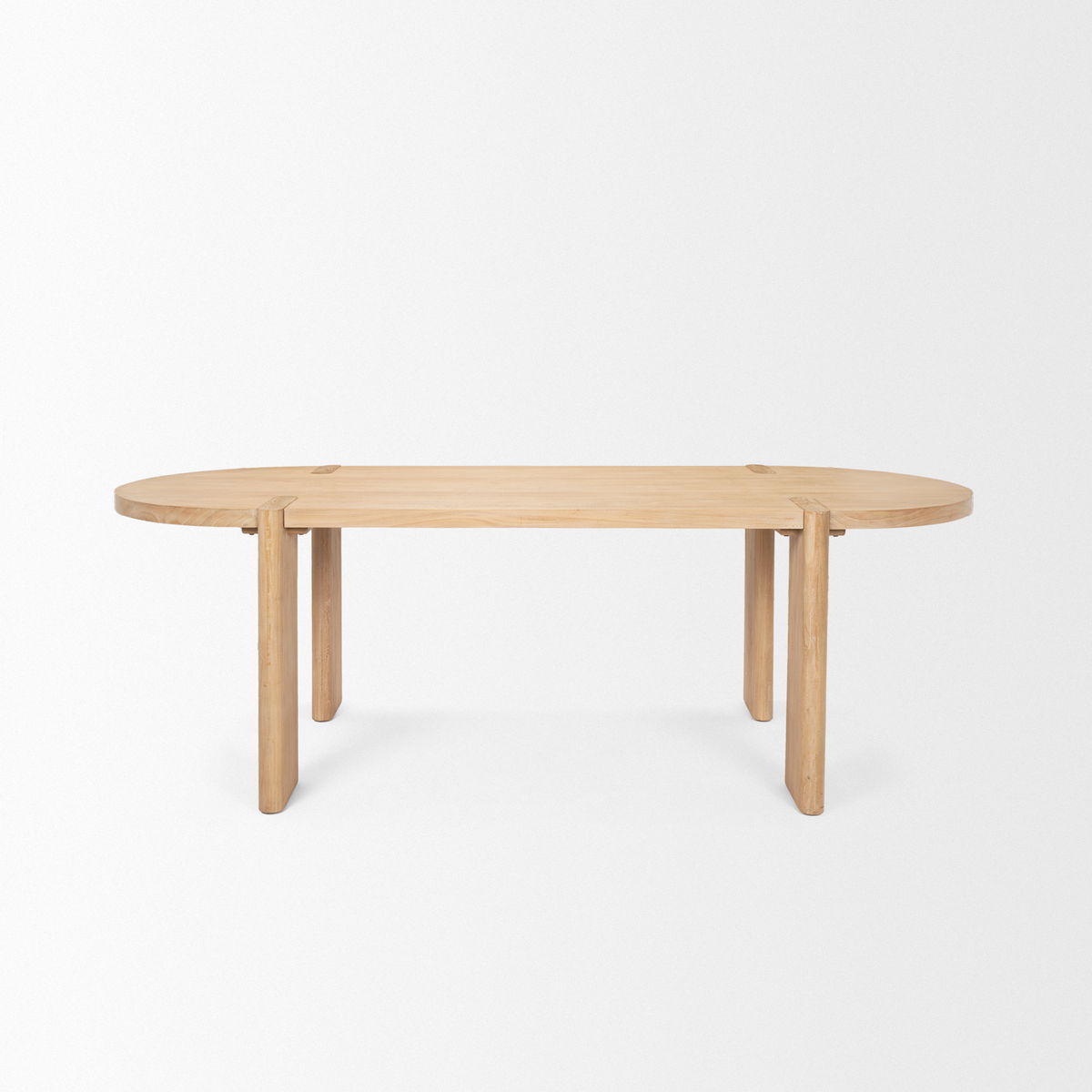 Sohan 91'L x 38'W Oval Dining Table | Light Brown Wood | Seats 8, by Mercana, 91" length x 38" width x 30" height View 5