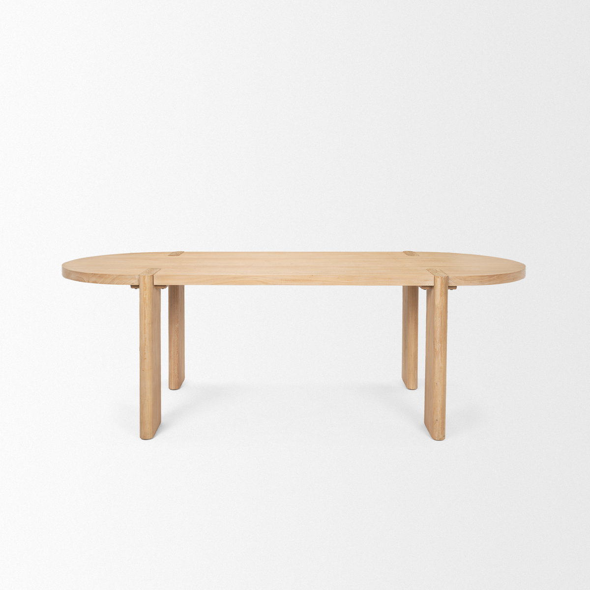 Sohan Light Brown Wood Oval Dining Table, by Mercana, 91" length x 38" width x 30" height View 6