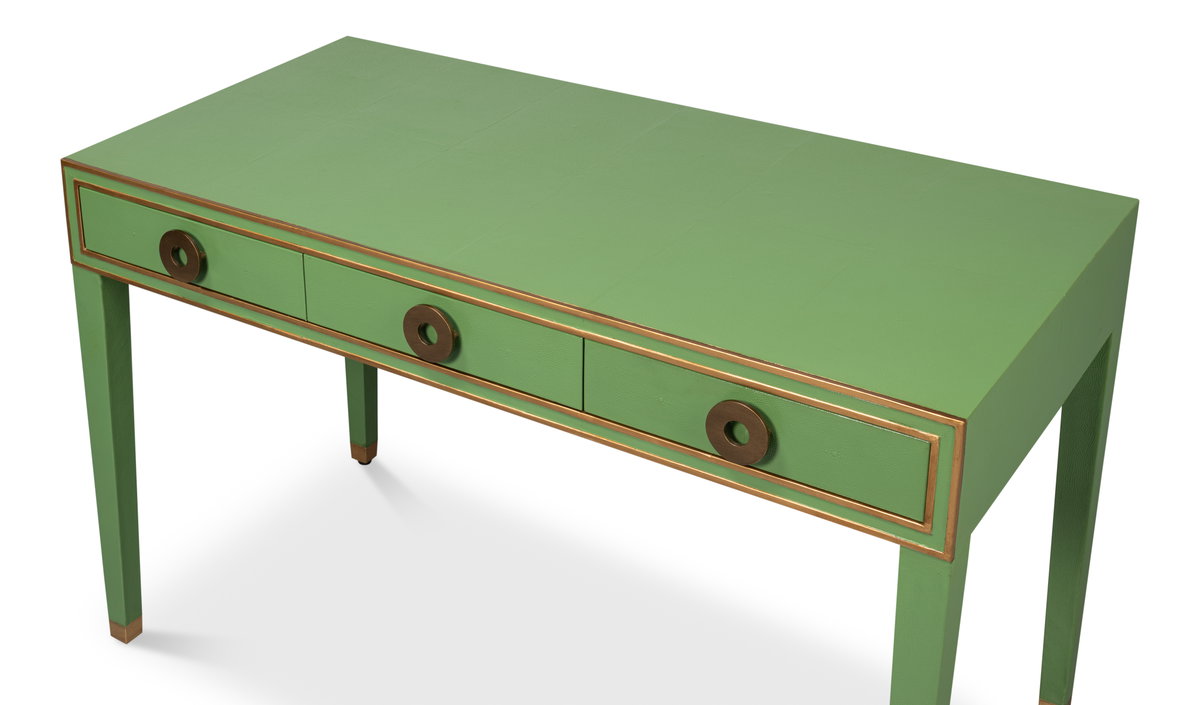 Gabriella Shagreen Desk/Table Watercress, by Sarreid, 2' length x 4' width x 2'6" height View 10