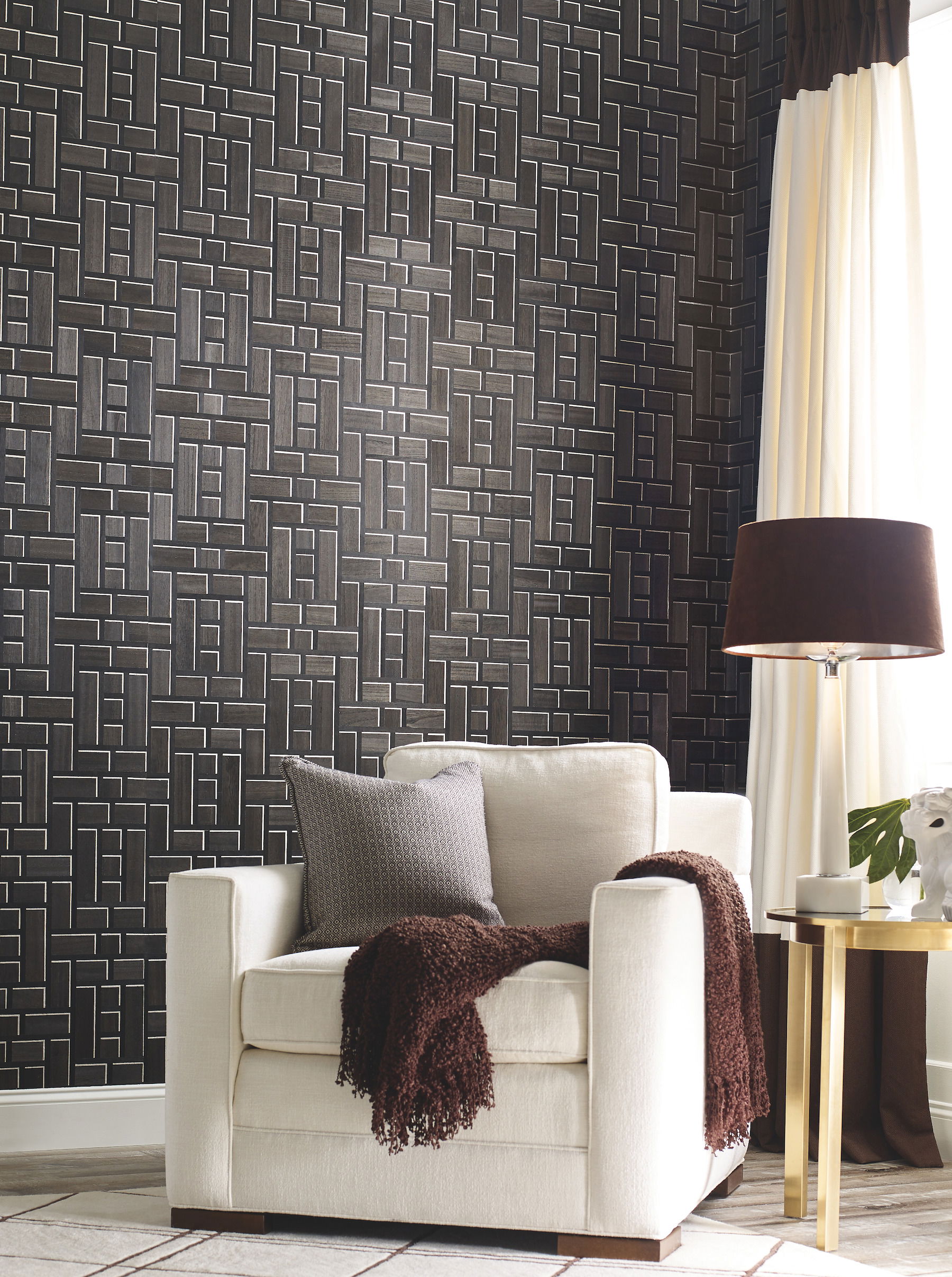 Teahouse Panel Black Wallpaper large image 