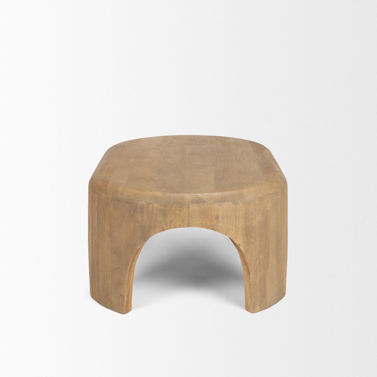 Shima Oval Light Brown Wood with Arched Legs Coffee Table, by Mercana, 48" length x 28" width x 16" height View 6