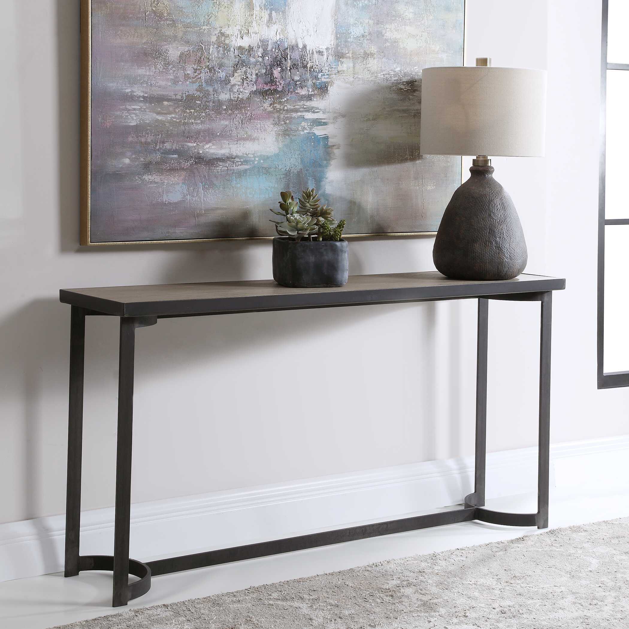 Basuto Steel Console Table, Furniture by Uttermost, 62" width x 31.9" height x 15.9" depth View 4